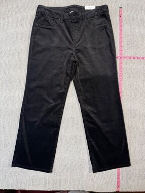 Chico's Black Velvet Denim Crop Flare Pants Size 2